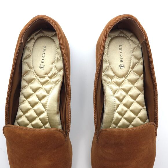 BIRDIES Starling Flat Chestnut Suede Smoking Slipper Old Money Quiet Luxury Boho - Picture 9 of 10